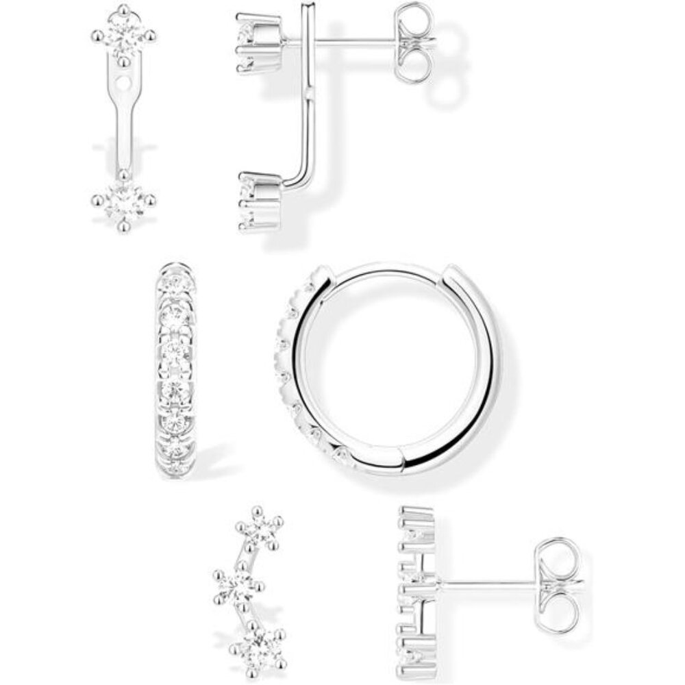 Womens Silver Earrings Set Small Huggie Stud Ear Jacket Cartilage Stack Zircon